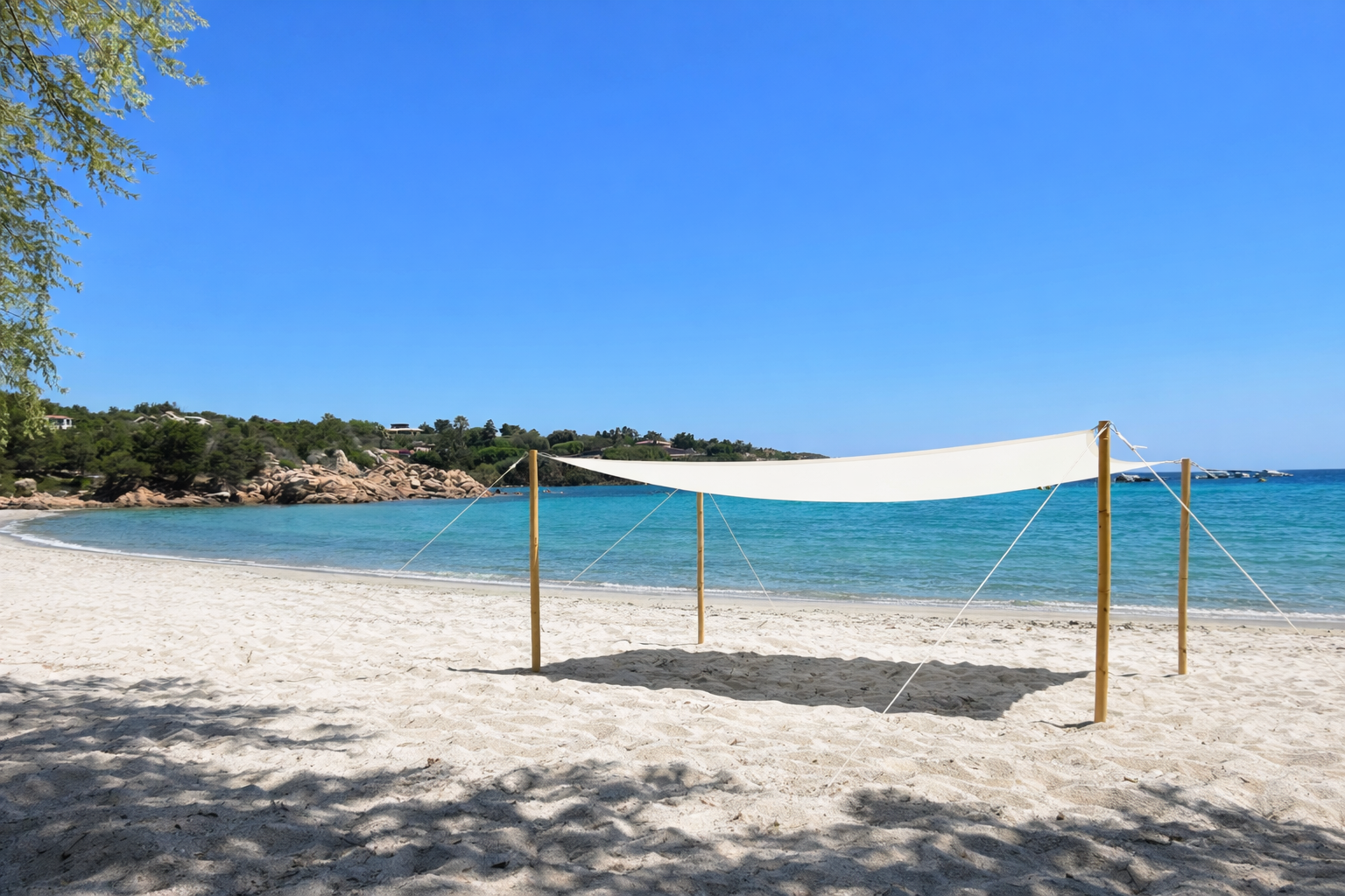 beautiful beach sun sail inspired by the Costa Smeralda